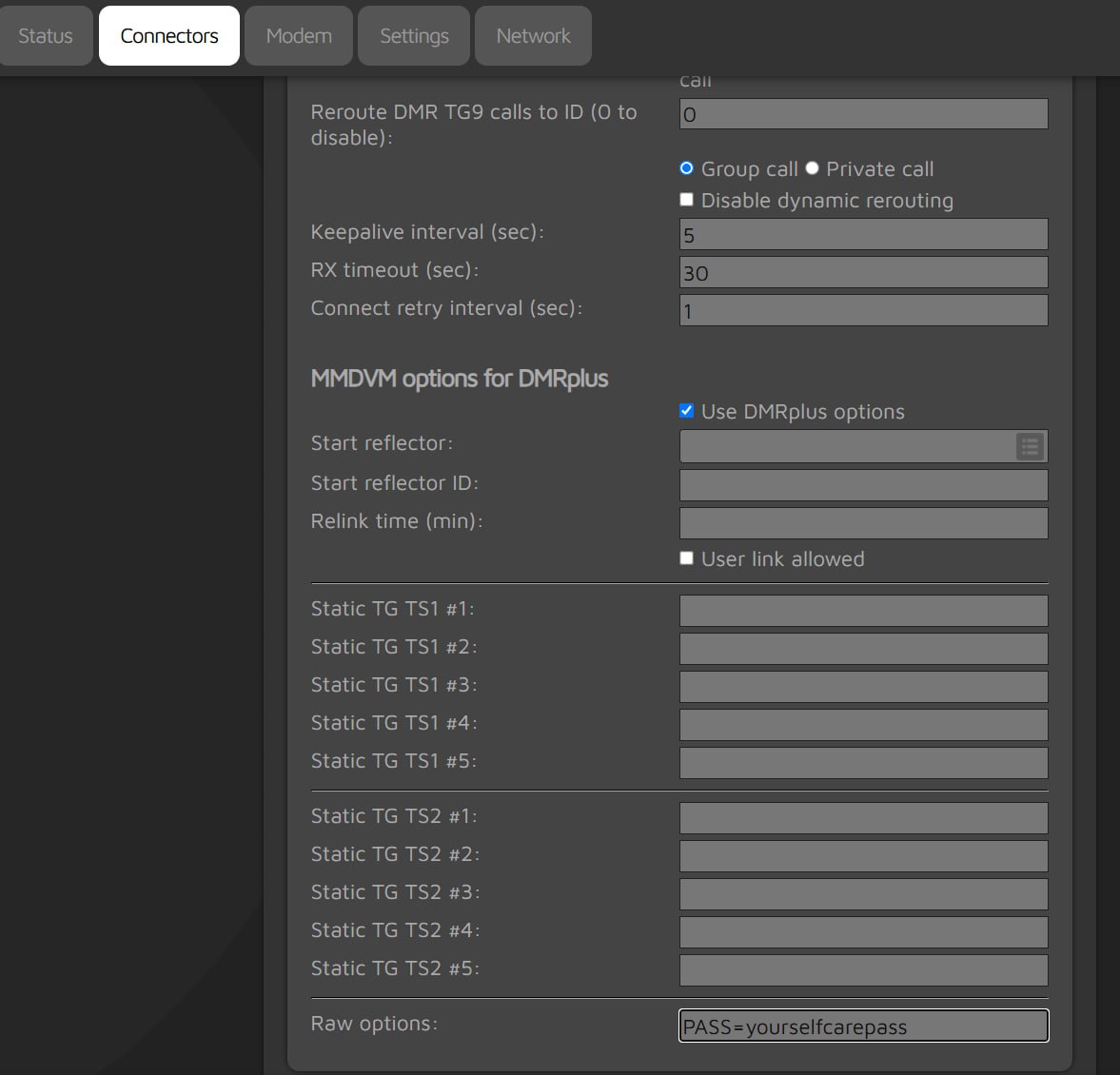 OpenSPOT 4 Raw options PASS=